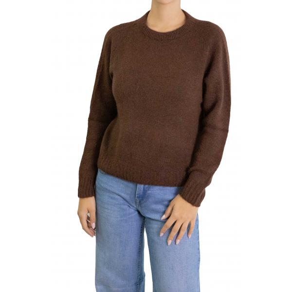 Maglia girocollo tinta unita in mohair 